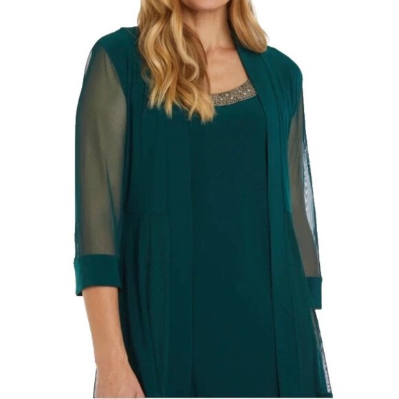 R & M Richards Jacket Dress 10P Pine Green Wedding Party Cruise NEW - Picture 3 of 16